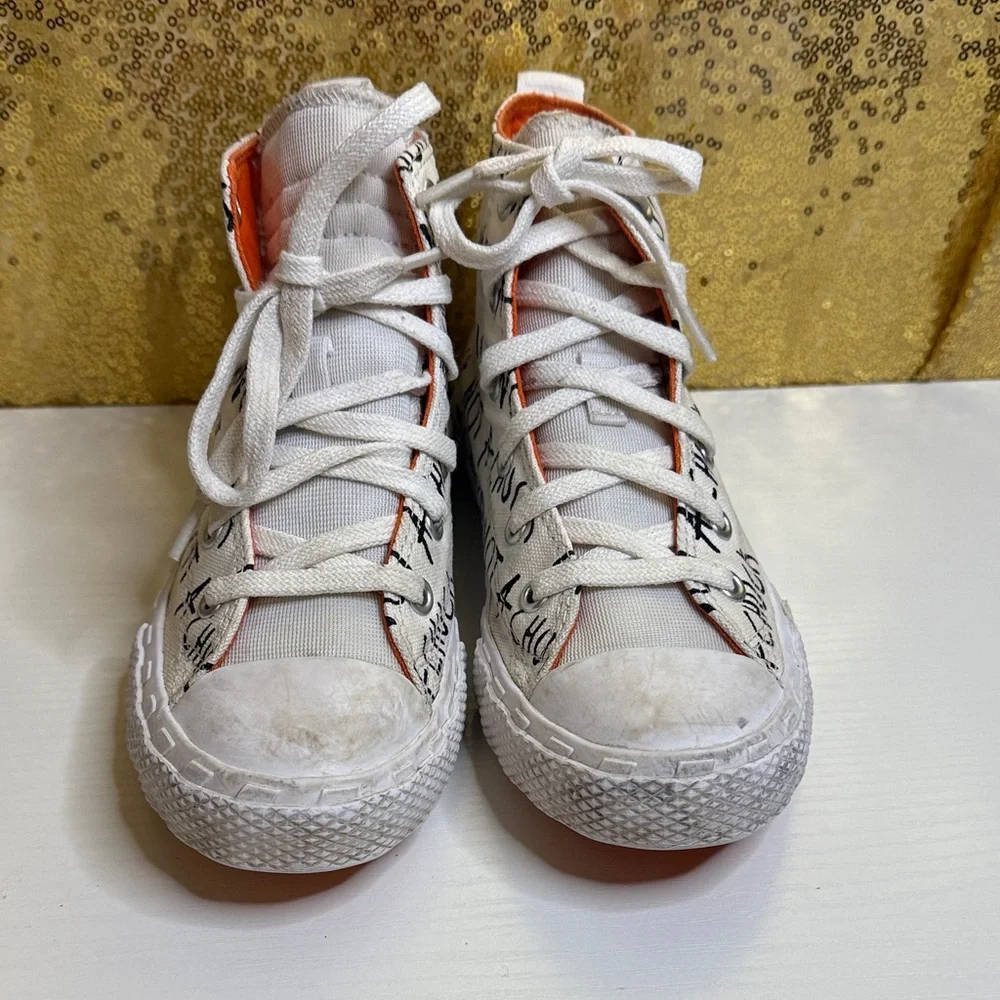 Convers Chuck 70 High Sneakers - White and Orange featuring “Not a Chuck” UNISEX